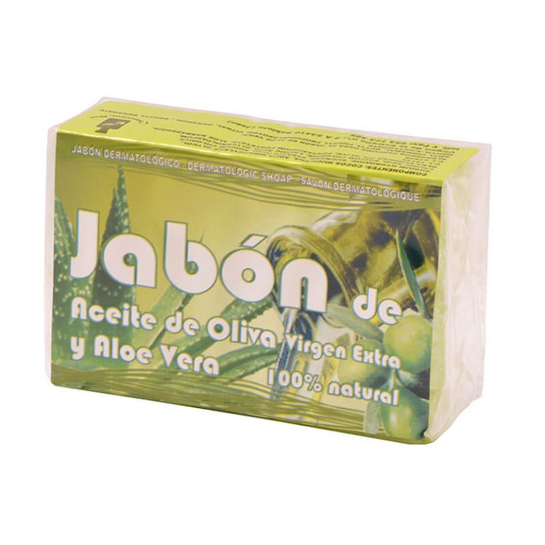 Jabón natural de aceite de oliva virgen extra y aloe vera de Cosmética Olivo
