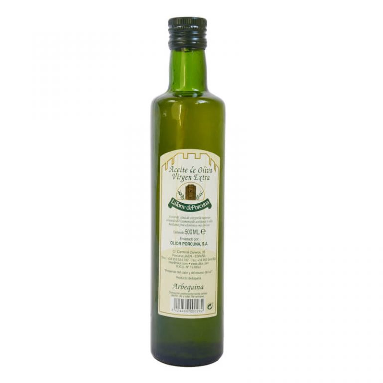 Glass von ölivenöl der Arbequina-Olive von Torre de Porcuna