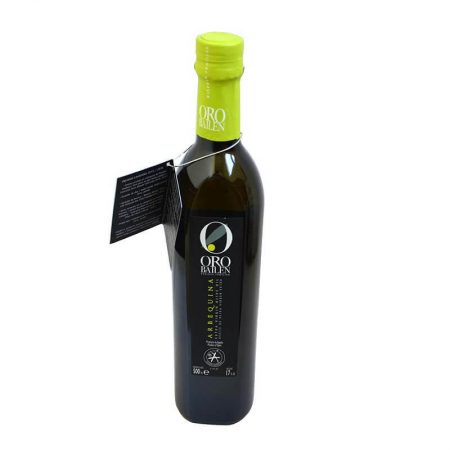 Flasche von nativem Olivenöl extra von Oro Bailen.
