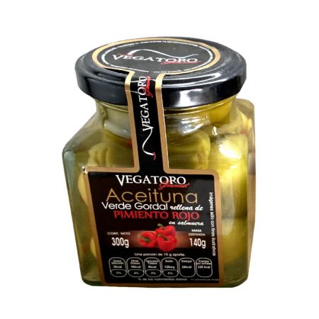 Aceituna rellena de pimiento rojo de Vegatoro